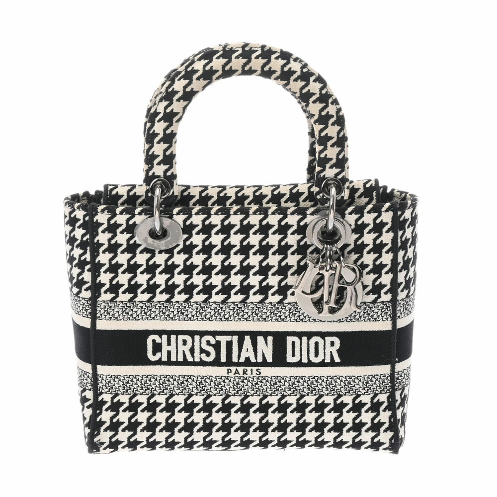 CHRISTIAN DIOR LADY D LITE Black Houndstooth Handbag